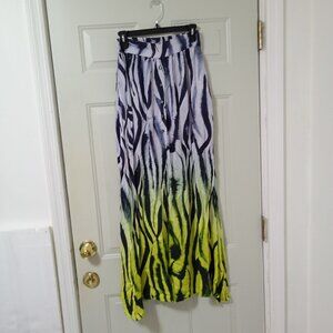 Sigal Zebra Print Maxi Skirt Button-Down M Made In India Black & Yellow Womens